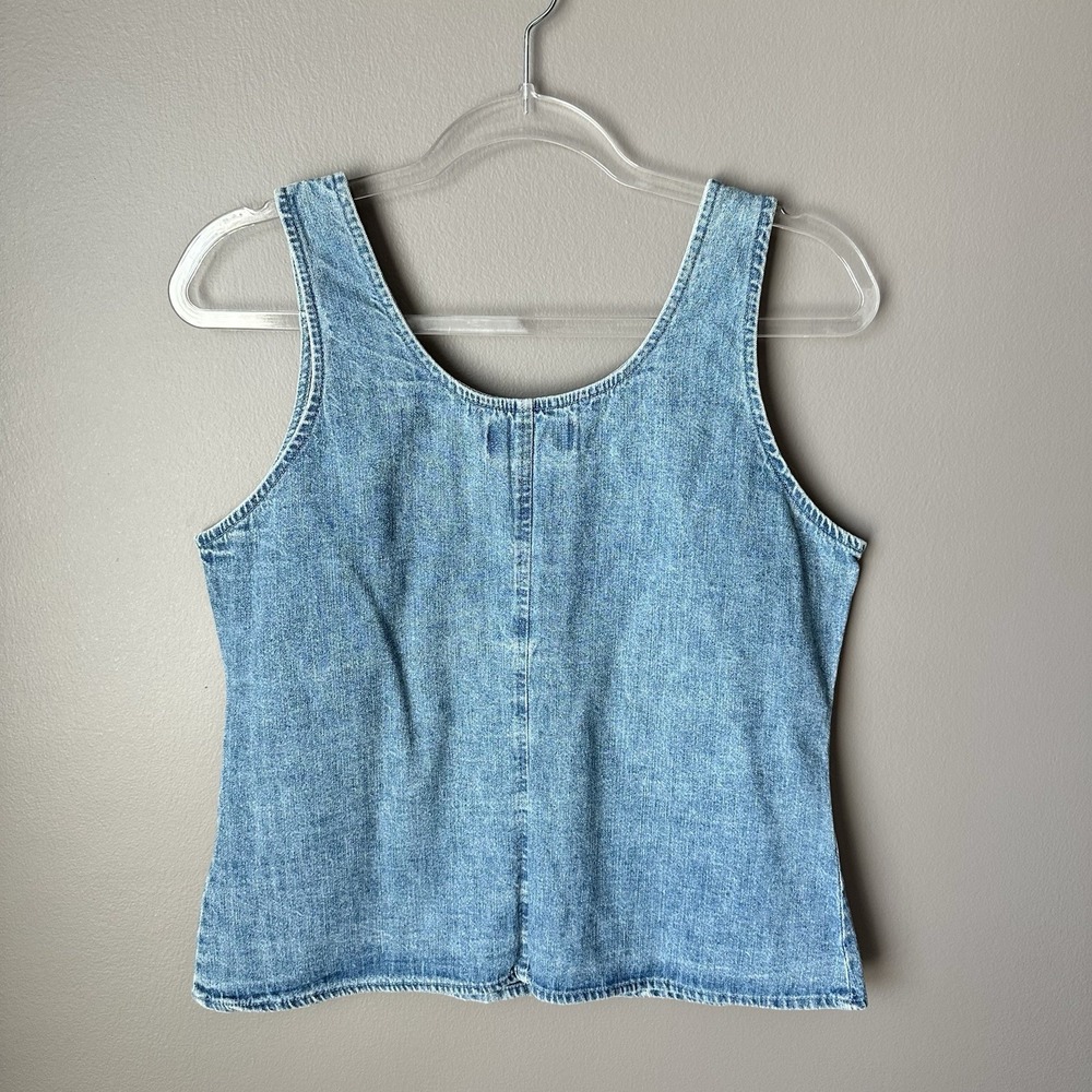 Vintage Maurices Denim Button Up Tank Top Womens L Medium Wash Blue Cotton - Picture 2 of 7